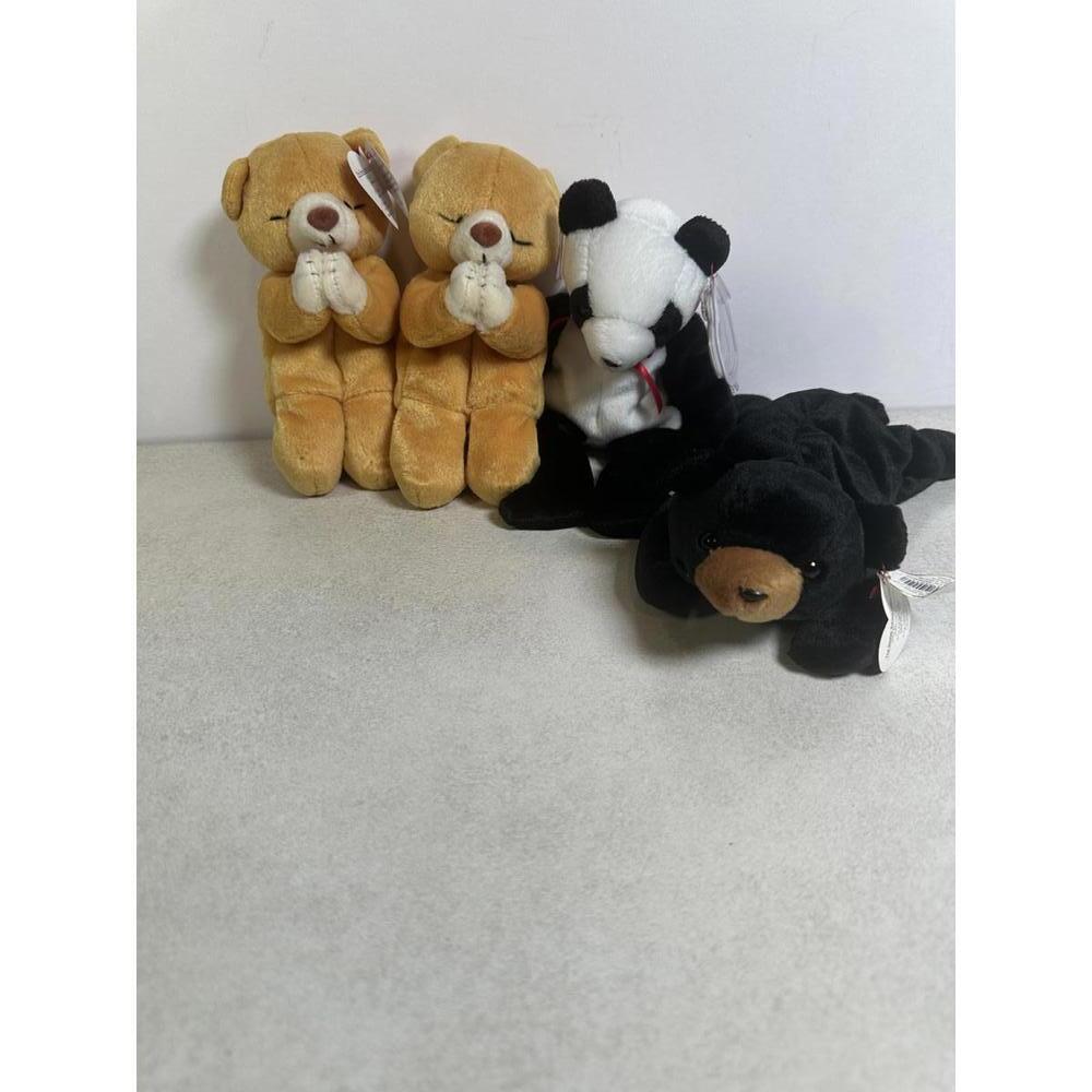 VTG Ty Beanie Babies Lot Hope, Fortune, Blackie Bears 1994–1999 NWT